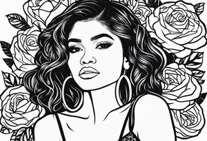 Zendaya on bed of roses tattoo idea