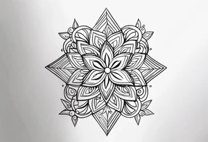 small stars and curls close up tattoo idea
