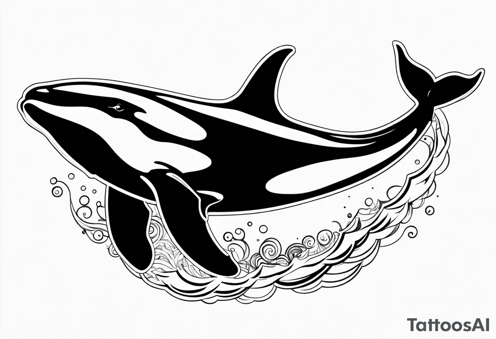 Killer whale outline with no shading but grunge tattoo idea