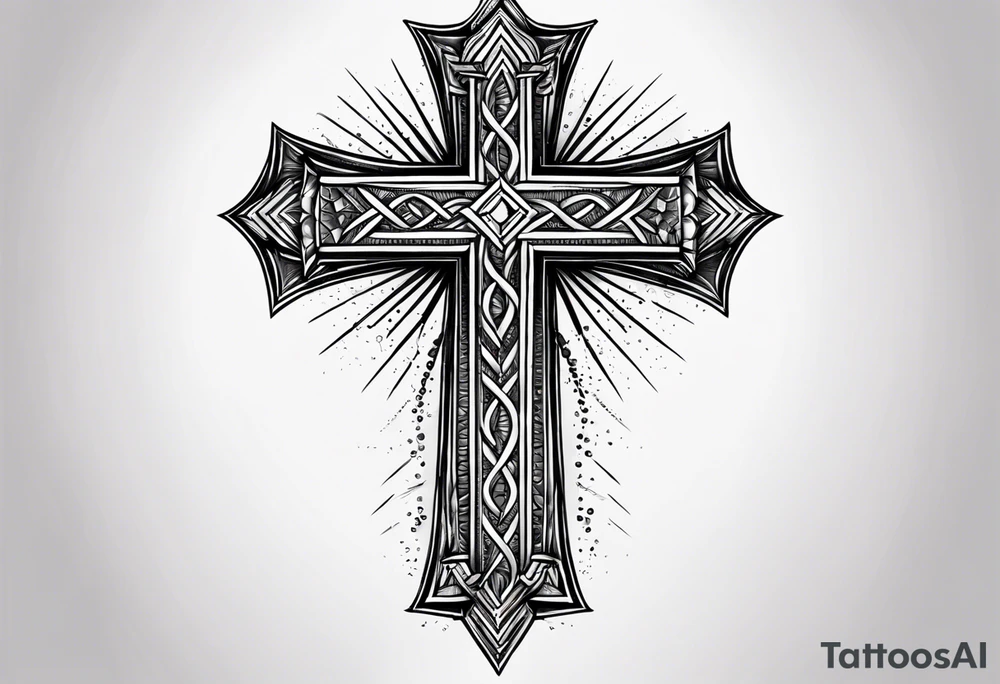 cross made of nails tattoo idea