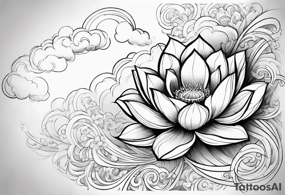 2006 lotus flower clouds cross tattoo idea