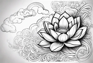 2006 lotus flower clouds cross tattoo idea