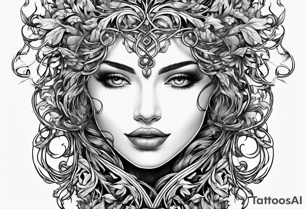 Leafy vines with chain tattoo idea