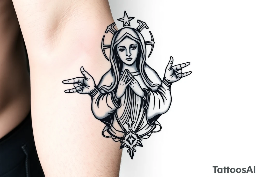 Russian orthodox virgin mary crossing arms tattoo idea