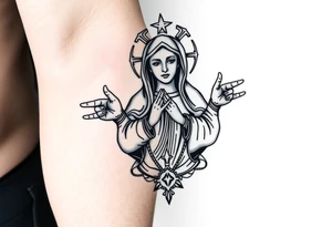 Russian orthodox virgin mary crossing arms tattoo idea