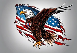 Blood covered Eagle and burning USA  flag tattoo idea