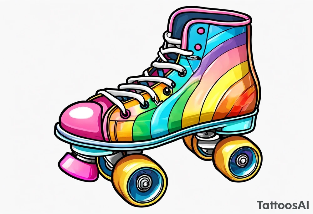 cute pastel rainbow rollerskates for a teddy bear tattoo idea