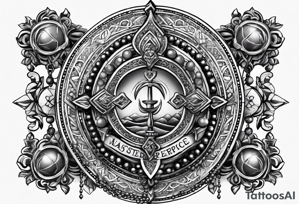 rosary with beads tattoo idea