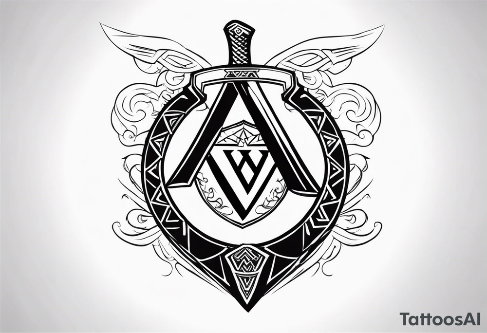Valhalla  sword shield axe Valknut lightning tattoo idea