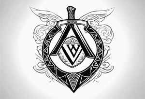 Valhalla  sword shield axe Valknut lightning tattoo idea