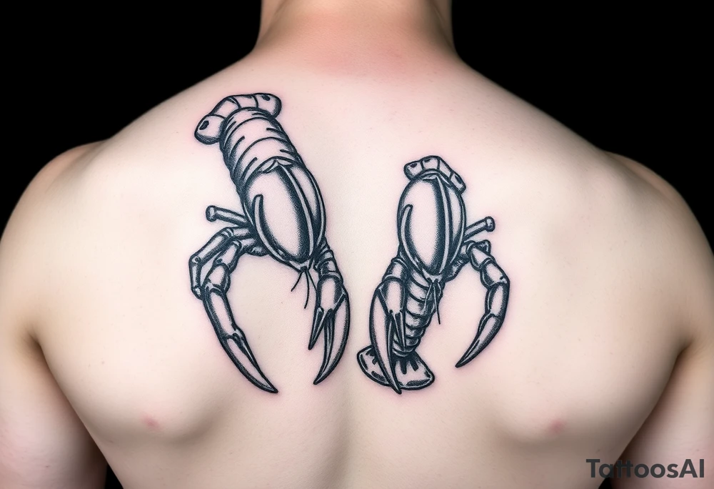 Lobsters holding claws tattoo idea