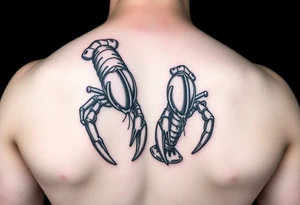 Lobsters holding claws tattoo idea