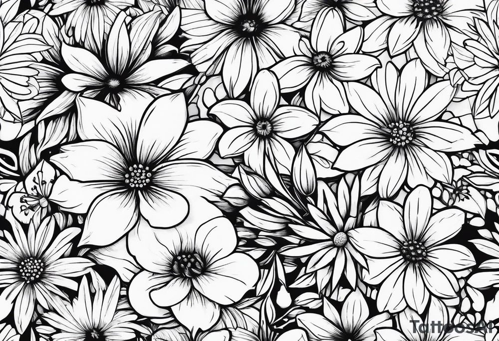 Wildflowers, smaller, vertical tattoo idea