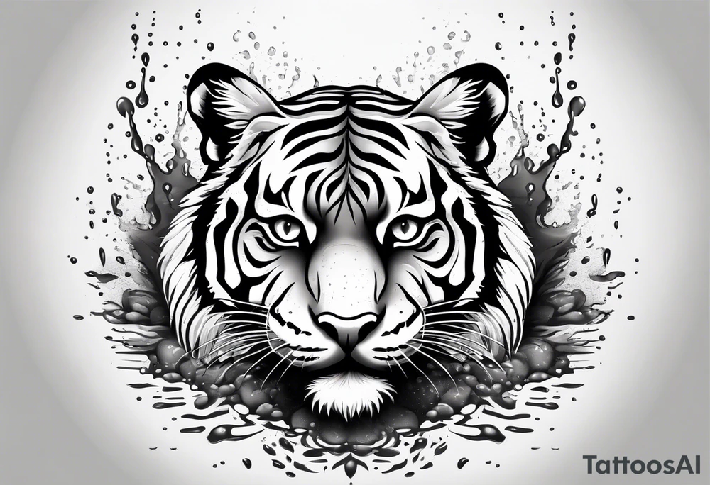 small tiger body splashing paw into water tattoo idea
