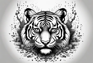 small tiger body splashing paw into water tattoo idea