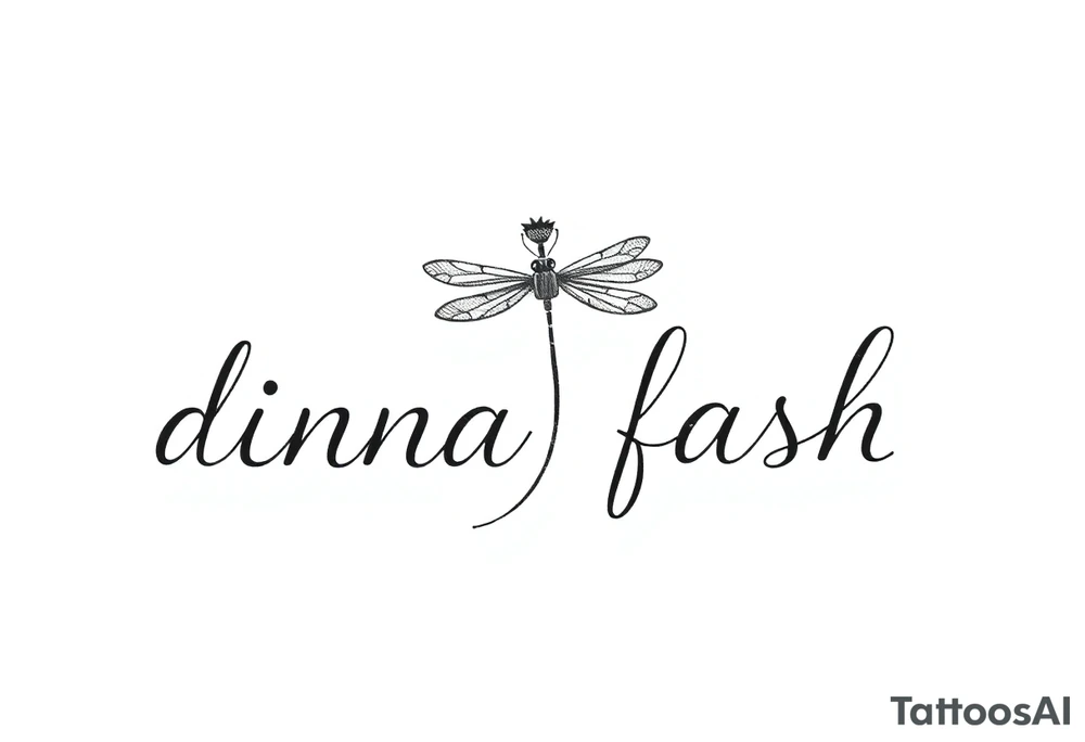 minimaliste simple for hand thistle with dragonfly text : dinna fash tattoo idea