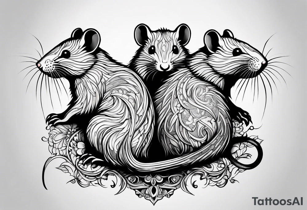 A collection of rats or mice whose tails are intertwined and bound together in some way. tattoo idea