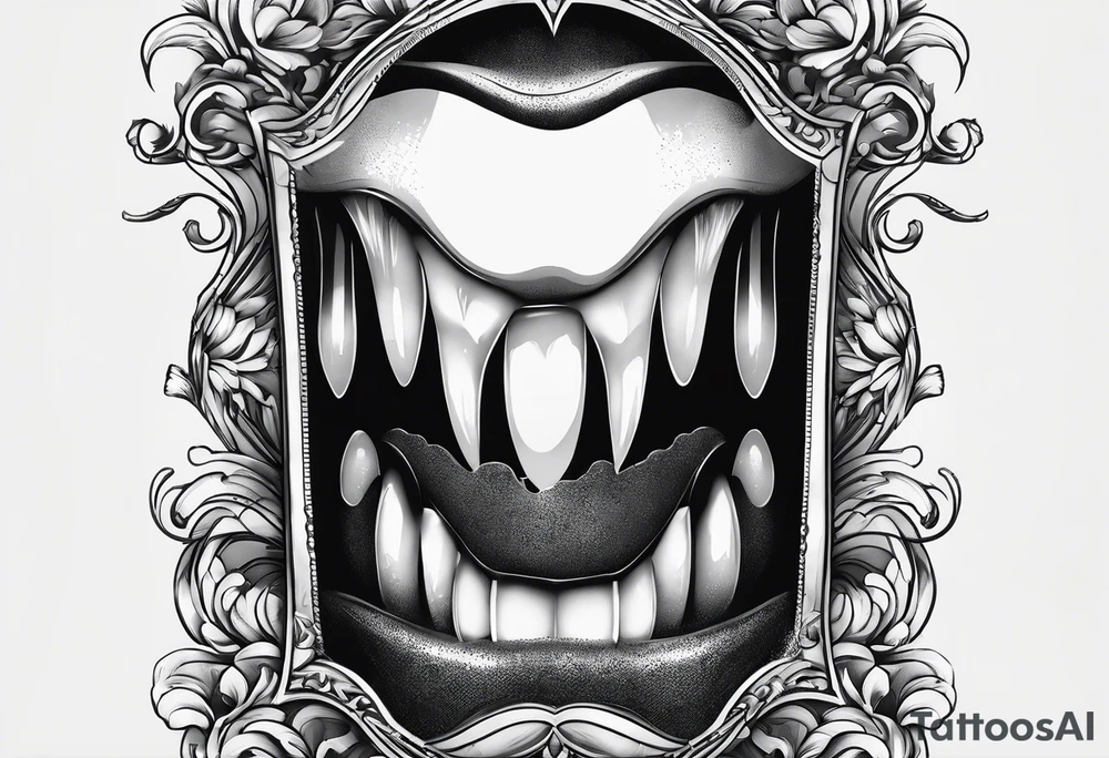 a white, shiny tooth seen through a looking glass tattoo idea a white, shiny tooth seen through a looking glass tattoo idea