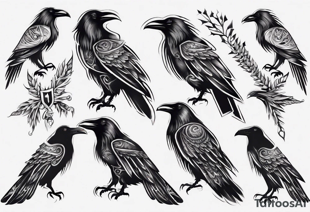 nordic style raven tattoo idea