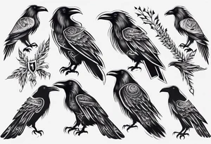 nordic style raven tattoo idea