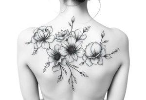 Flowers on your full back woman tattoo idea