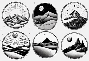 mountains and dunes and moon in the lonely desert tattoo idea