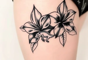 Tropical austrailian flowers with hidden gecko tattoo idea