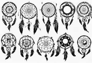 Phoenix flying flaming dream catcher tattoo idea