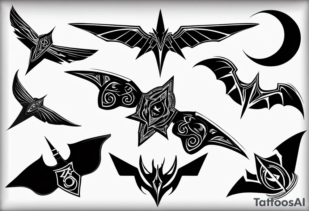 i have tattoos on my left arm that relate to the Klingons in Star Trek, including the symbol of the klingon empire, the bat'leth sword, SOME KLINGON WRITING, AND A BIRD OF Prey starship. am looking for filler and additional details that are visually similar and complimentary to the imagery i am using already. tattoo idea