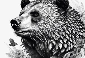 a growling bear and a hedgehog together. tattoo idea