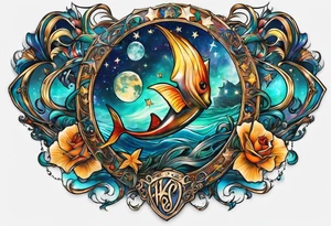 Stars t galaxy tattoo yo ho with my zodiac sign Pisces that can wrap around to the front of my neck tattoo idea
