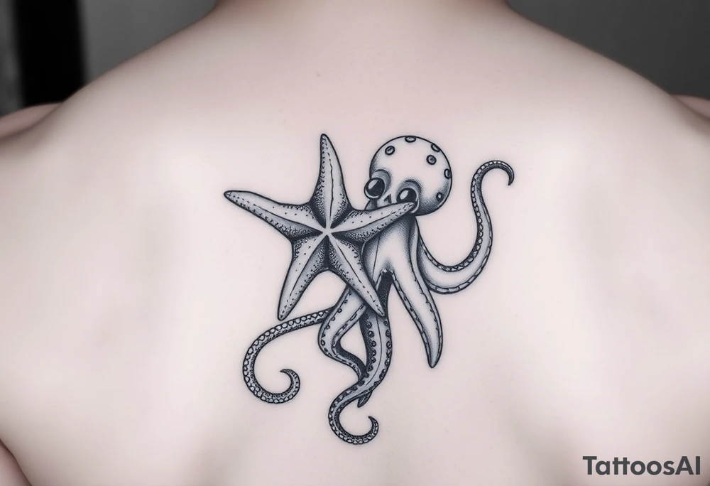 Starfish and Octopus embracing tattoo idea