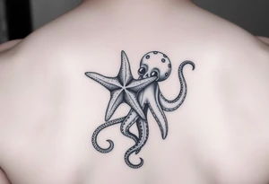 Starfish and Octopus embracing tattoo idea