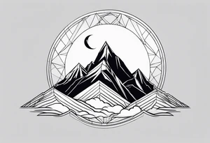 Geometric mountain peak with a moon tattoo idea