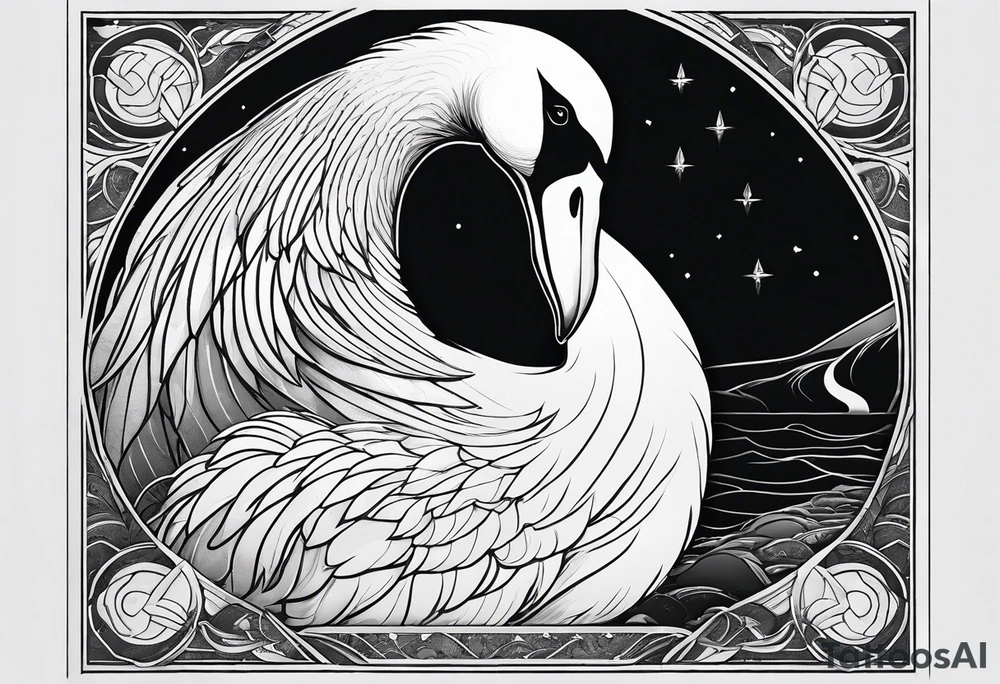 Swan Knight of Dol Amroth, Minimalist Logo, Minimalist, Line Art, Golden Ratio tattoo idea