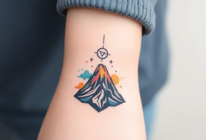 Geometric Volcano incorporating Capricornus star constellation tattoo idea