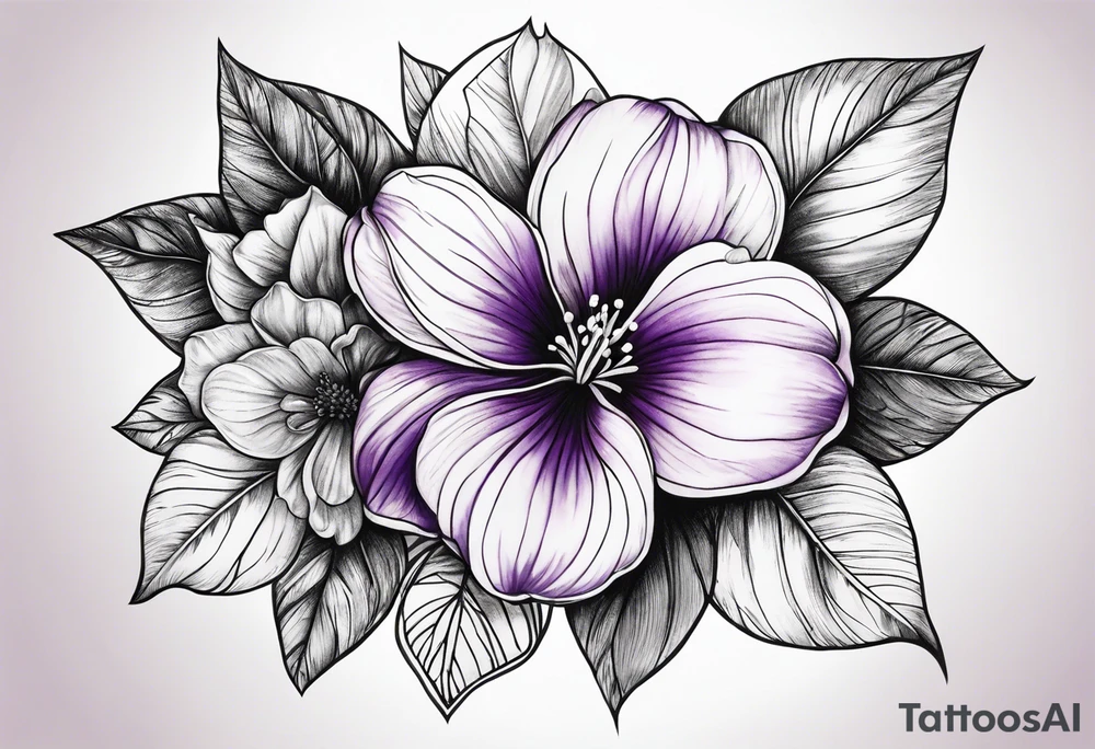 Violet flower tattoo idea