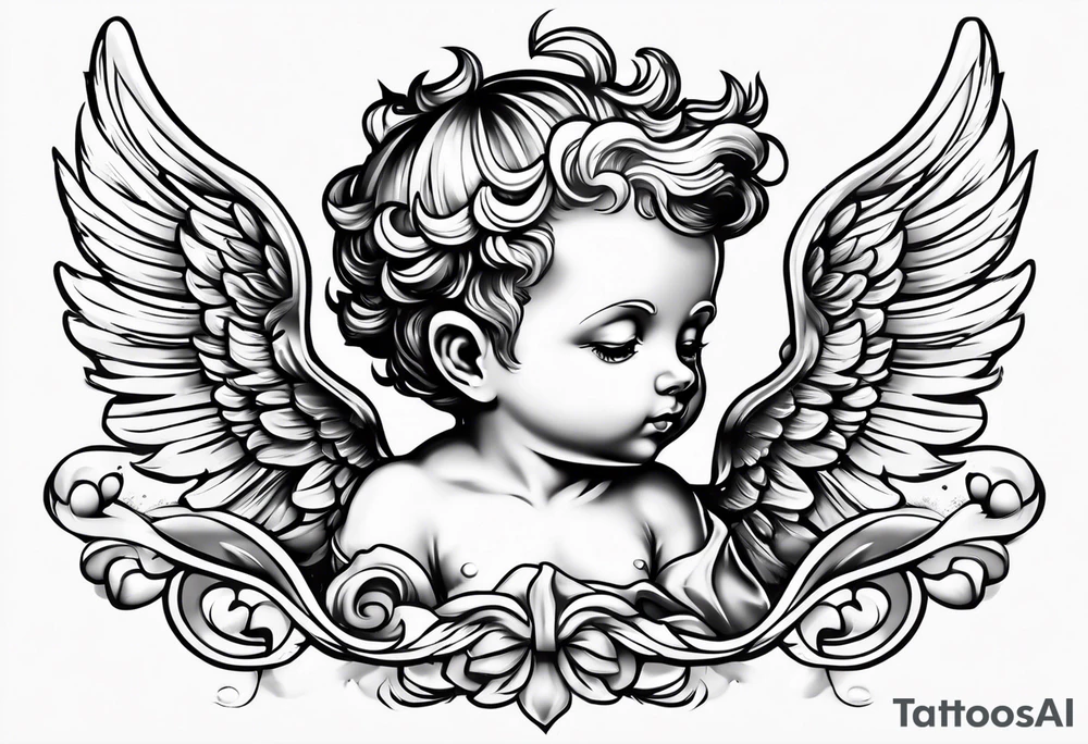 Cherub looking down tattoo idea