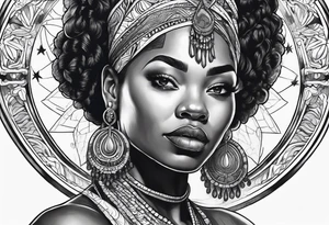 Powerful, black women, astrology, spiritual tattoo idea