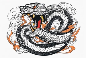 World serpent fighting in a typhoon tattoo idea