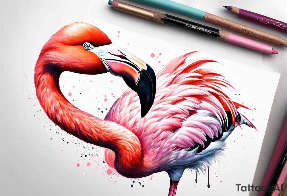 cute flamingo tattoo idea