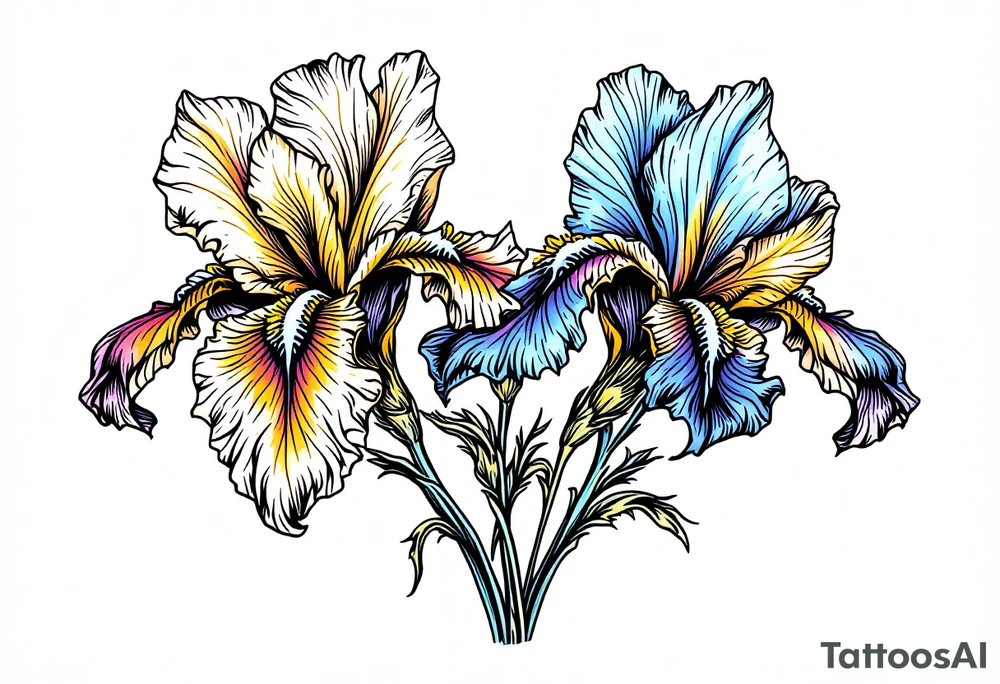 Irises flowers ornement tattoo idea