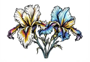 Irises flowers ornement tattoo idea