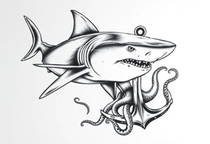 Hammerhead shark,anchor,octopus. tattoo idea