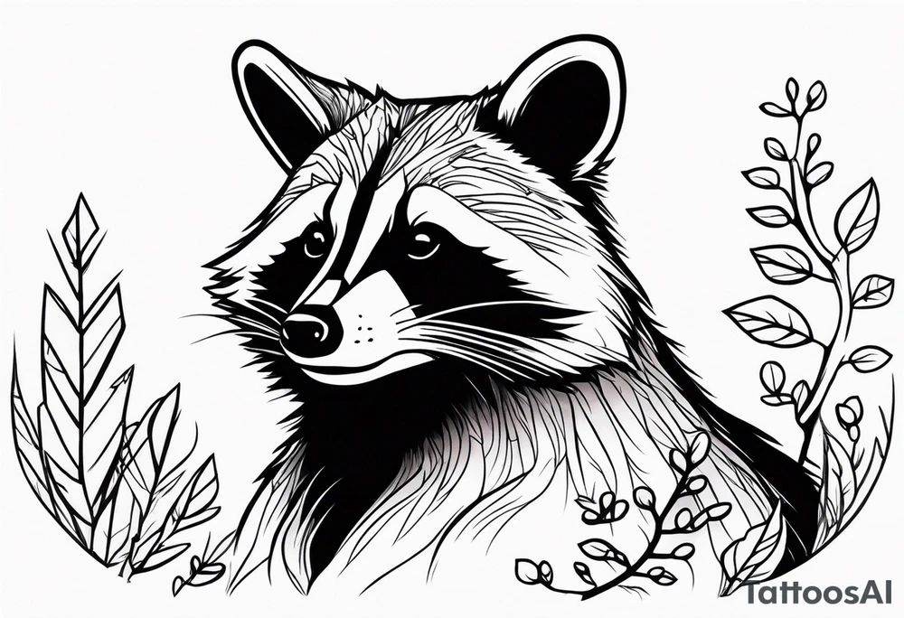Raccoon in nature tattoo idea