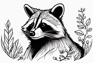 Raccoon in nature tattoo idea