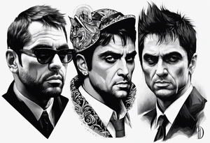 scarface sleeve tattoo for men
The world is yours and demons around it tattoo idea