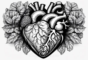 Manly Human heart intertwined with cabbage leaves and word survivor tattoo idea