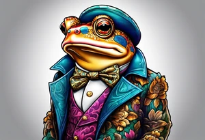 Toad wearing pimp fur coat no shirt tattoo idea