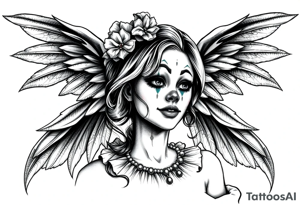 Payasa Clown Girl Angel Wings tattoo idea